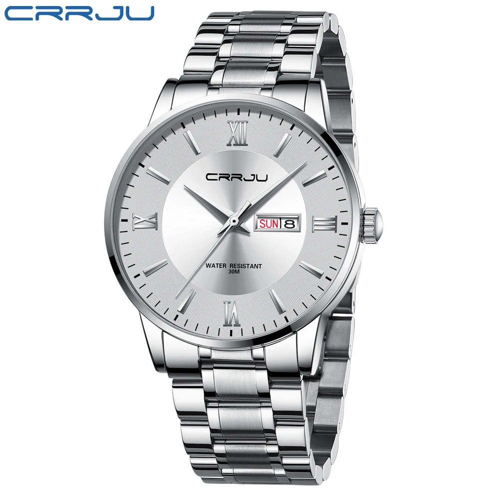 Reloj Deportivo Para Hombre (blanco Plateado), Moderno, Resistente Al Agua, Con Fecha.