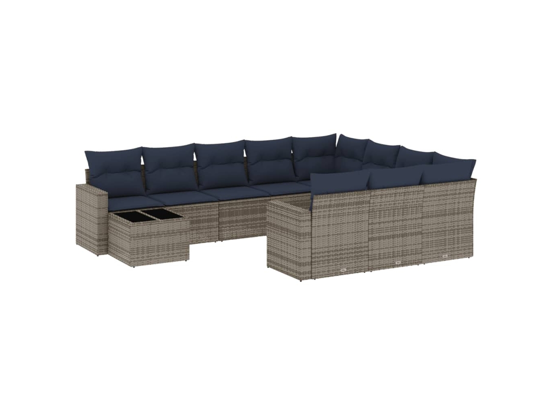 Maison Exclusive - Conjunto De Sofá De Jardín De 11 Piezas Con Cojines, Poliratán Gris