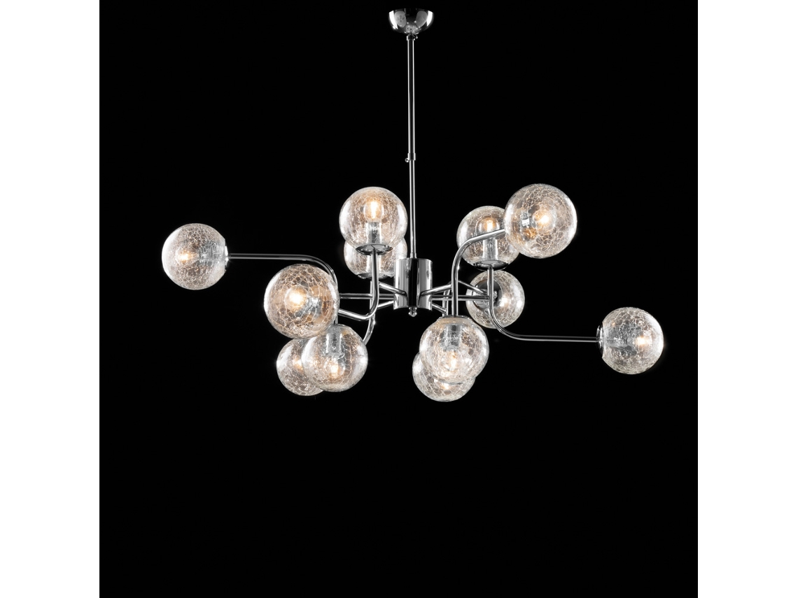 Ikarus - Lámpara De Suspensión Hierro Cromo Brillo 12 Luces 94 - Ø105 - Bl213-12-cr