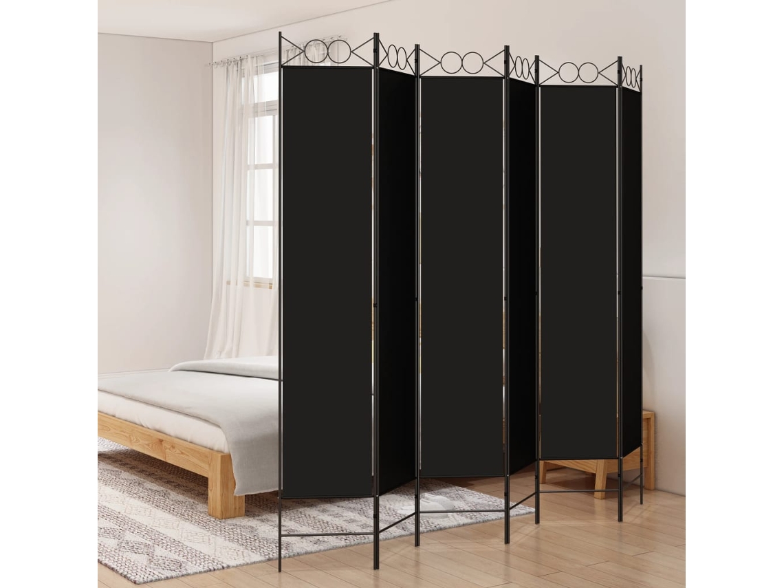 Separador LOVELY HOME con 6 Paneles de Tela Negra (240 x 220 cm)