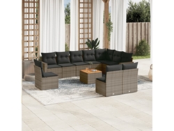 Conjunto de sofás de jardín de 11 piezas DKD Home Decor con cojines de mimbre gris