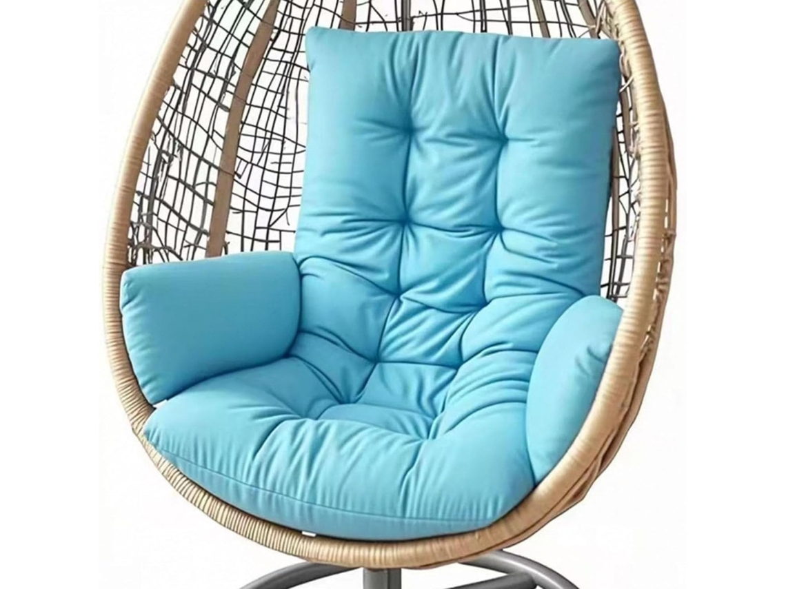 Cojín Para Silla Colgante Con Reposabrazos, Grueso, Suave Y Cómodo Para Jardín, Exteriores E Interiores Azul Cielo