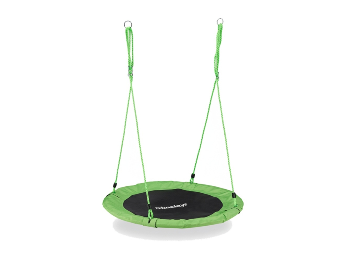 Relaxdays Columpio Jardín Nido De Altura Ajustable Para Niños Y Adultos, Hasta 100 Kg, Verde, Ø 110 Cm