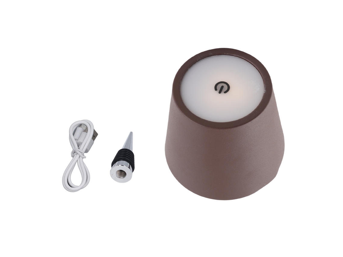 Lámpara LED recargable inalámbrica para botellas modelo 2026 con control táctil, 3 temperaturas de color RGB y regulador de intensidad continuo para bares, restaurantes y cafeterías.