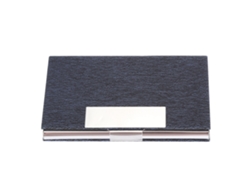 Estuche Portátil Para Tarjetas De Visita De Acero Inoxidable Y Poliuretano (azul)