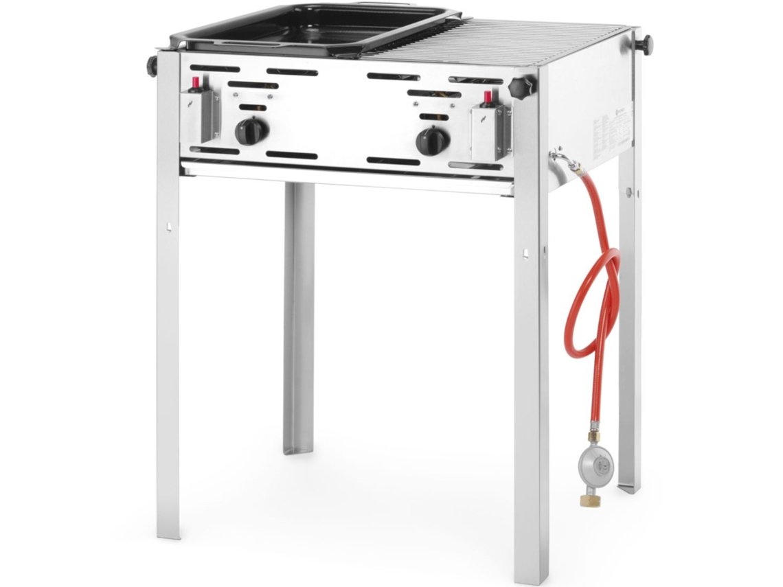 Hornillo de gas con parrilla dividida y bandeja Master Maxi 50/50 11kw HENDI