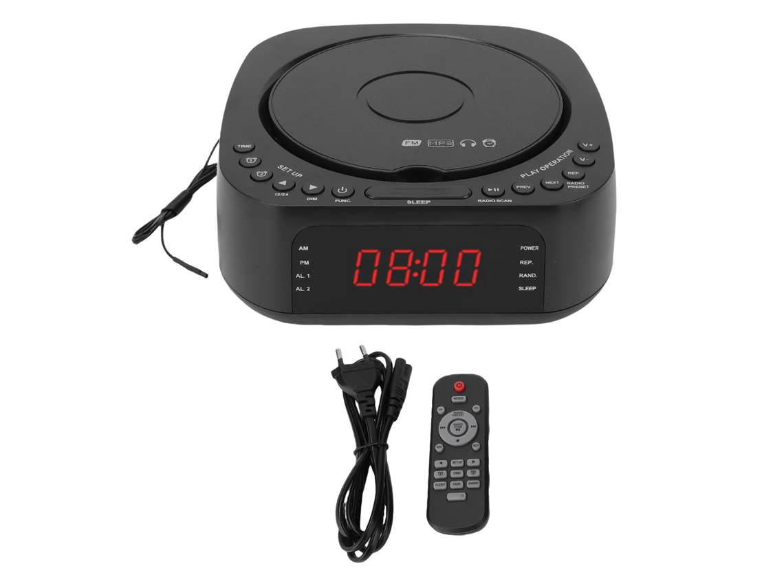 Reproductor De Cd, Reloj Despertador, Radio Bluetooth Con Carga Usb Y Enchufe Eu
