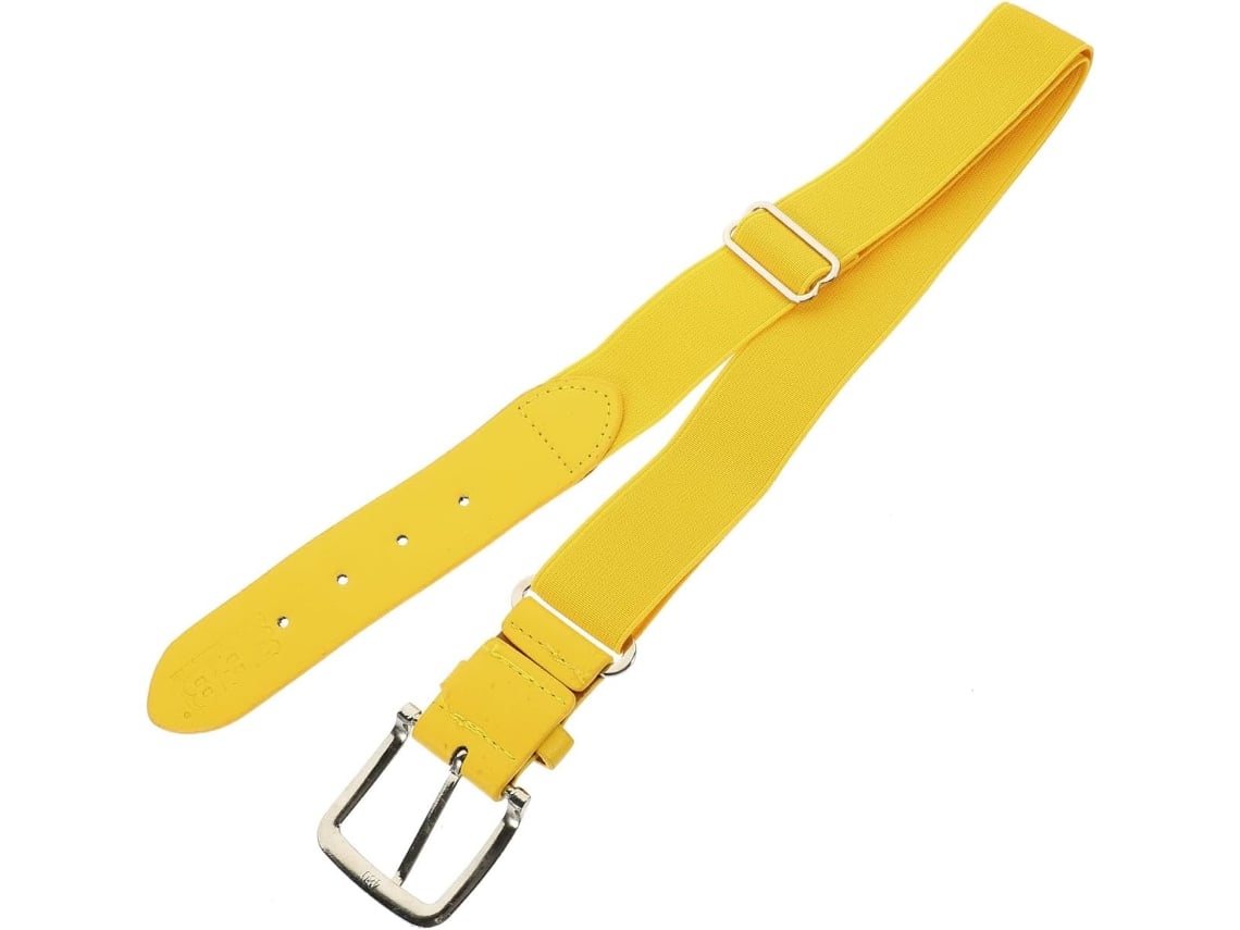 Cinturón De Béisbol Elástico Unisex De Piel Sintética Amarilla, Con Agujeros Ajustables, Talla Única.