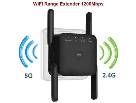 Extensor WiFi de 5 Ghz, amplificador WIFI inalámbrico de largo alcance, adaptador AC1200, amplificador Wi-Fi de 1200Mbps, repetidor de señal Wi-Fi ...