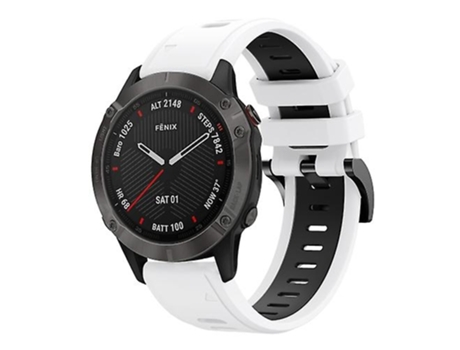 Correa De Reloj Inteligente Para Garmin Fenix 6 Sapphire Gps 22 Mm Correa De Reloj De Silicona Deportiva De Blanco-Negro VENISYMLIS