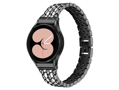 Correa de metal 5 cuentas decoración de pedrería de 3 filas para Samsung Galaxy Watch4 Active 40mm/44mm/Watch4 Classic 42mm/46mm - blanco/negro