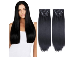 Set De 8 Extensiones De Pelo Clip-in Rectas Negras De 22 Pulgadas