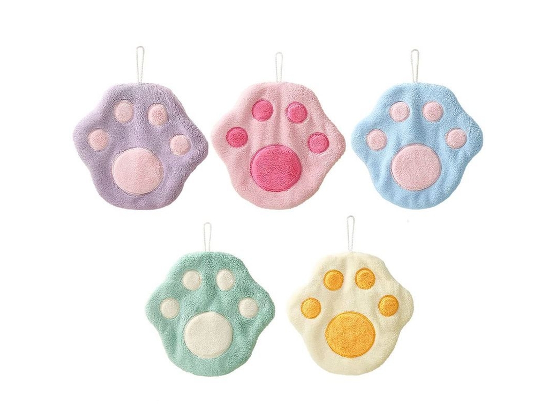 Rebe-5 Toallas De Mano Con Huellas De Gato, Microfibra Suave Absorbente Para Niños Adultos Cocina Baño