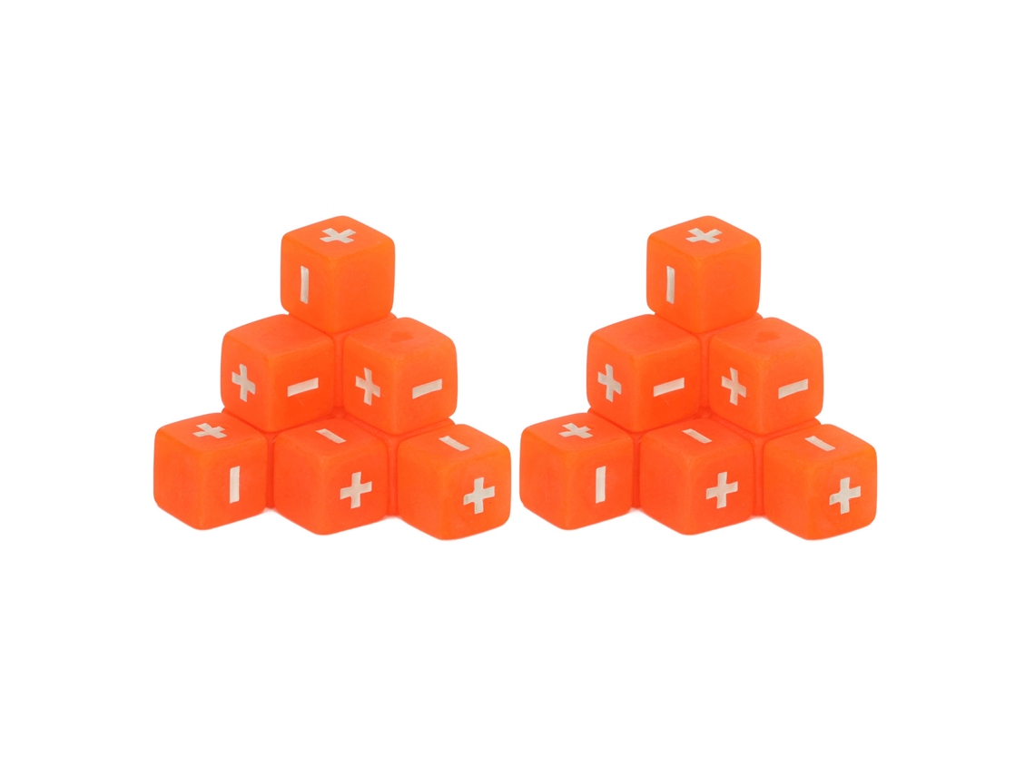 Juego De 20 Dados De 16 Mm Para Operaciones Matemáticas Con Signos De Suma Y Resta, Color Naranja, Para Educación Infantil.