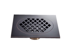 Desagüe de suelo de latón de 15x15 cm para baño con doble filtro y grifo antiobstrucción extraíble.