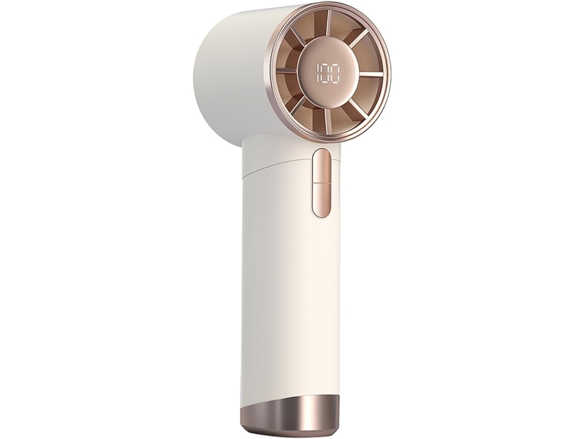 Ventilador portátil Digitallab ajustable en varios niveles, con pantalla LED, recargable, carcasa metálica (beige)