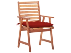 Pack 2 Uds Sillas Comedor De Jardín | Silla De Exterior | Sillon Jardín Madera Maciza Acacia Y Cojines Wsd93564