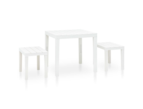 MAISON EXCLUSIVE Mesa de jardín con 2 bancos plástico blanco