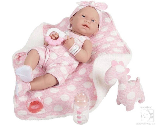 Muñeca DISFRAZZES Reborn Niña Cuerpo de Goma con Vestido (38 cm - Rosa)