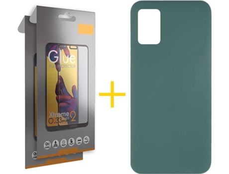 Funda y Protector 2x de Vidrio Full Samsung Galaxy A31 SKYHE Silicona Líquida Verde