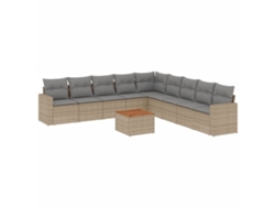 Conjunto 10 de sofás jardín con cojines beige VIDAXL ratán sintético