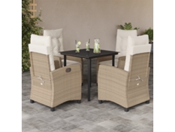 Juego de comedor de jardín de 5 piezas con cojines de mimbre beige de DKD Home Decor