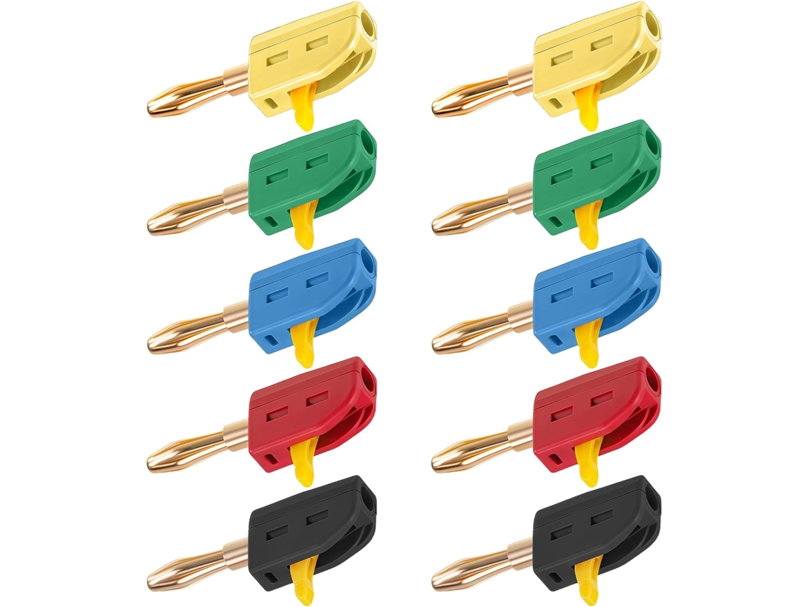 Conectores Banana Macizos De 4 Mm Con Puntas Chapadas En Oro - Estuche De Medición Pa