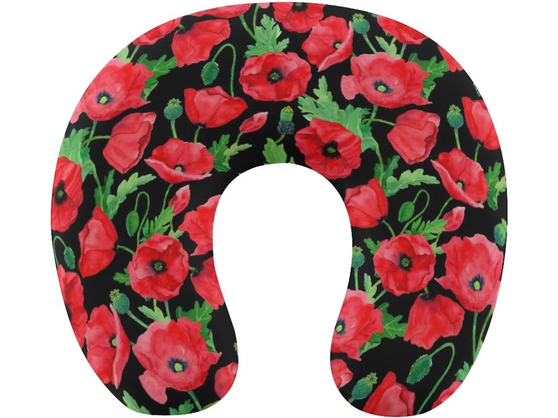 Almohada Forma Estampado Amapolas Espuma Viscoelástica Viscoelástica Fácil Relajación Cómodos