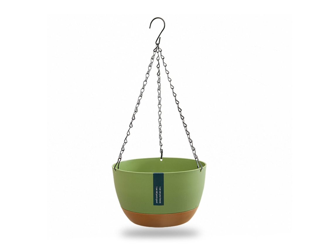Macetero plegable de doble cadena con cesta para plantas, ideal para interiores y balcones, con recipiente de absorción de agua automático.