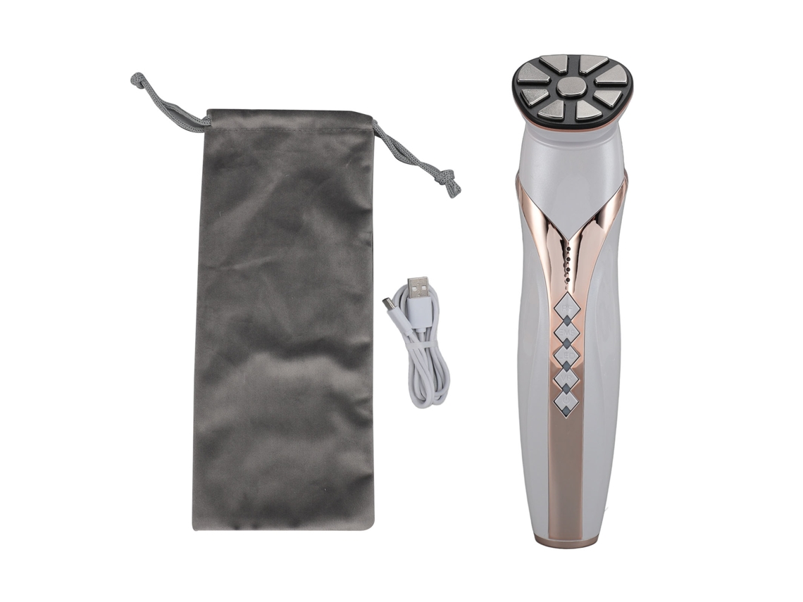 Máquina de belleza facial RF para la eliminación de arrugas, estiramiento y rejuvenecimiento de la piel con microcorrentes blancos.