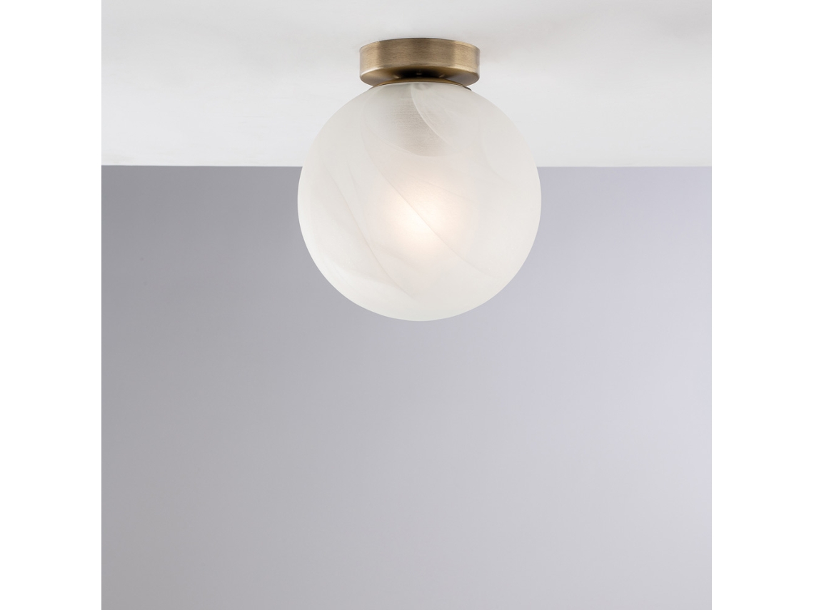 Olaf - Plafón De Hierro Cromado Negro 1 Luz Con Esfera Dm.20 H.23 - Ø20 - Bl294-pl1-brz