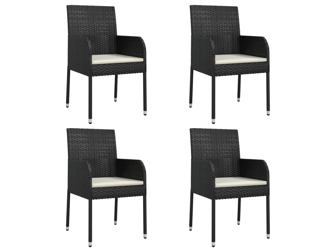Sillas de jardín con cojines 4 piezas Mimbre Negro EXCLUSIVO MAISON