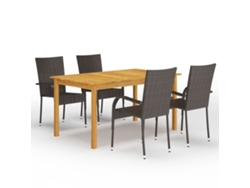 Juego de comedor de jardín de 5 piezas marrón Dkd Home Decor