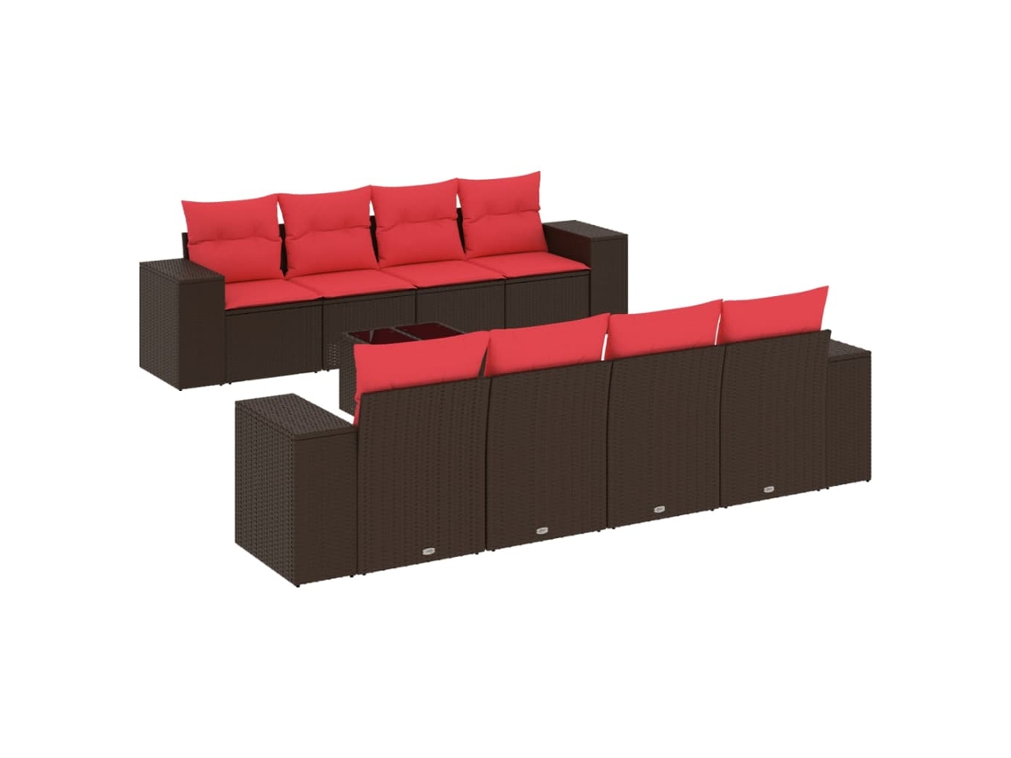 Maison Exclusive - Conjunto De Sofá De Jardín De 9 Piezas Con Cojines, De Poliratán Marrón
