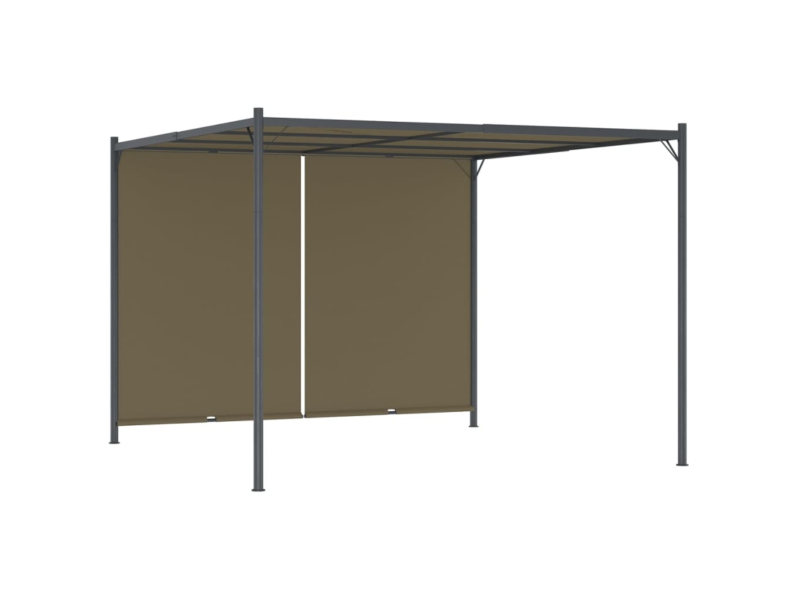 Pérgola De Jardín Con Tejado Retráctil Gris Taupe 3x3m 180 G/m²