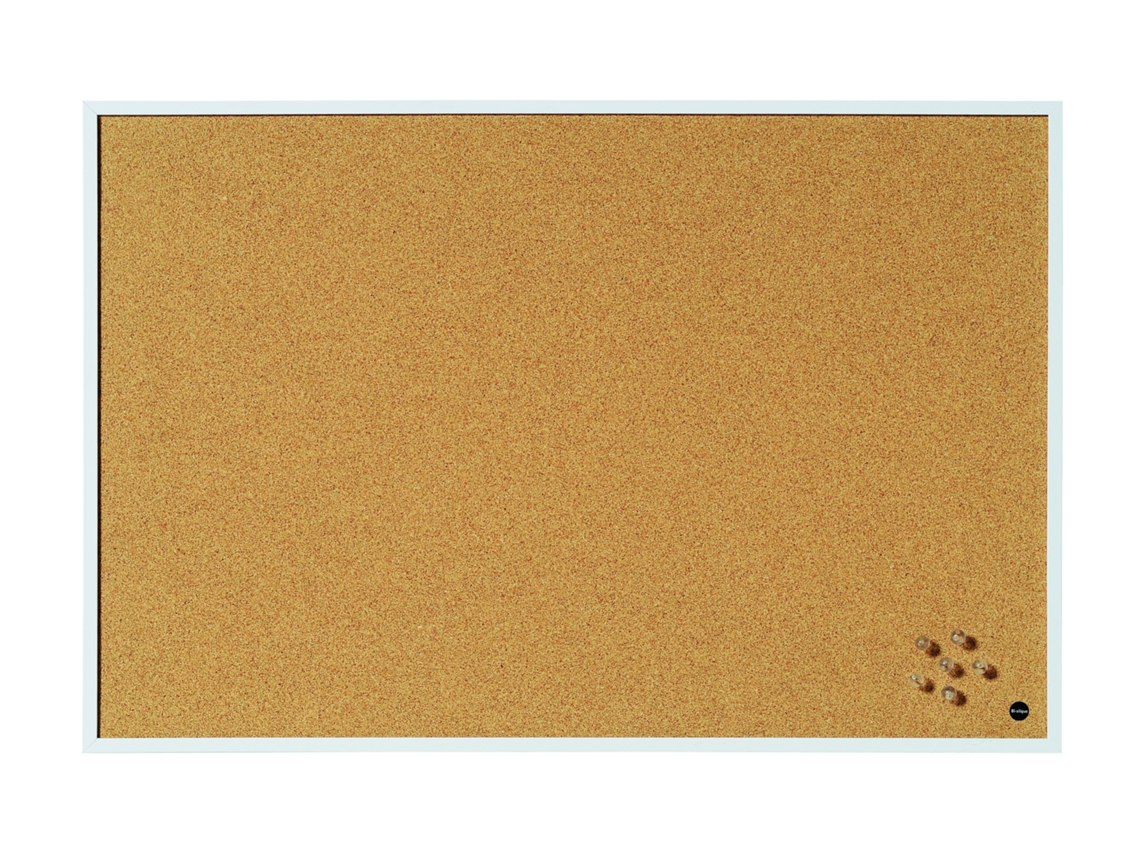 Bi-office New Basic Tablero De Corcho, 90x60cm, Superficie De Corcho, Marco De Mdf Blanco