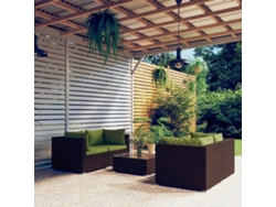 Conjunto de jardín de 5 piezas con cojines de mimbre marrón DKD Home Decor