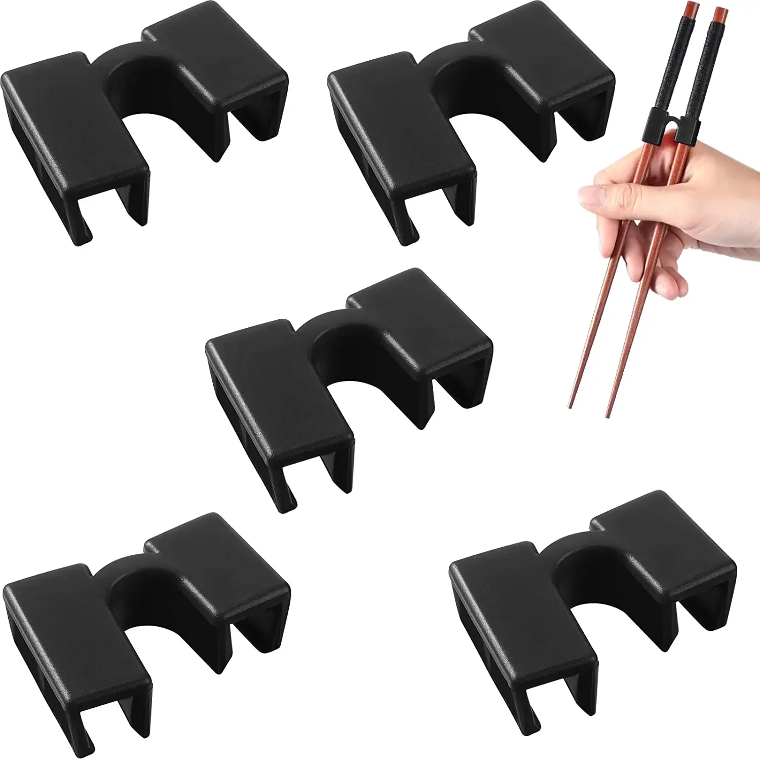 Conjunto de 5 Colheres Reutilizáveis com Conector para Colheres MDUG (preto)