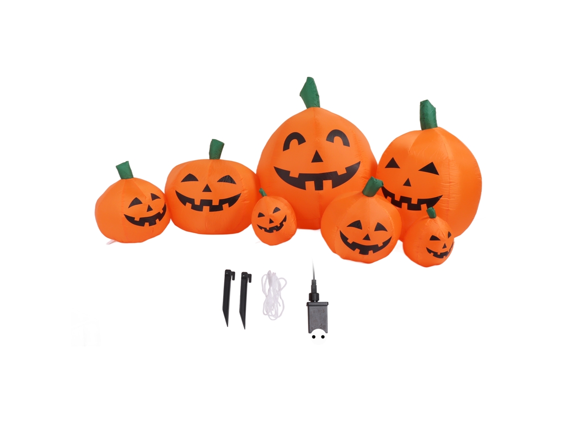 Calabaza inflable de Halloween con luces LED integradas, autoinflable
