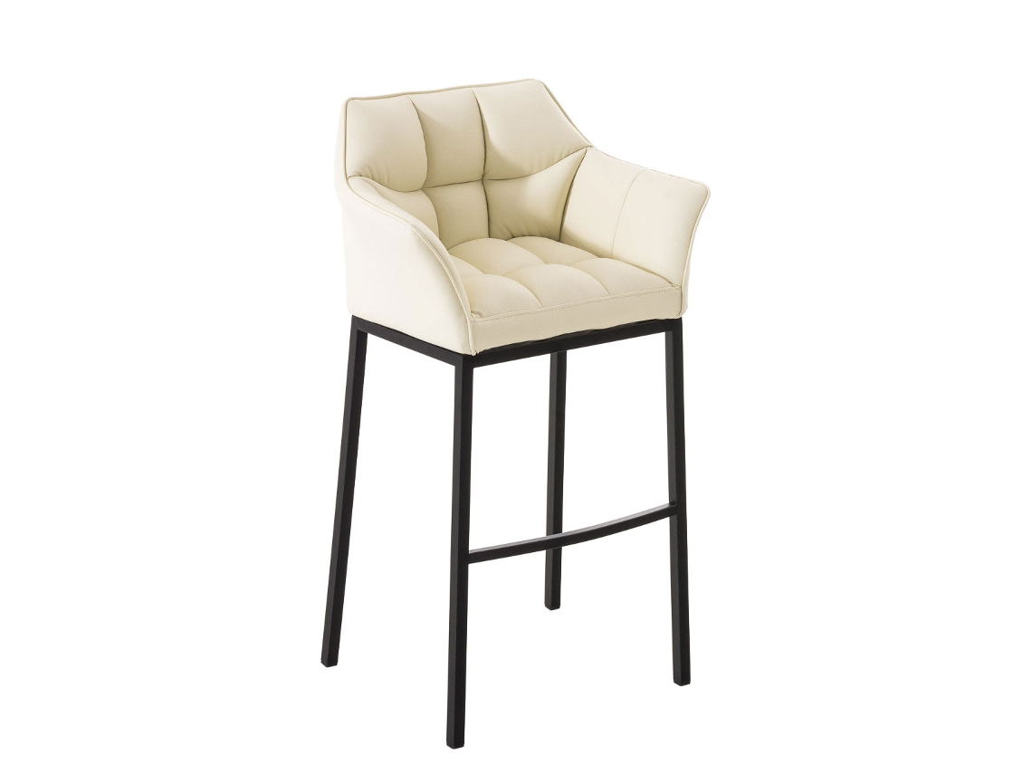 DUDECOR Taburete Alto Damaso 4 Piel Sintética Negra Crema