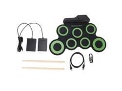 Batería Electrónica Plegable Con 7 Pad De Práctica, Jack Para Auriculares Y Pedal, Roll Up Drum Set