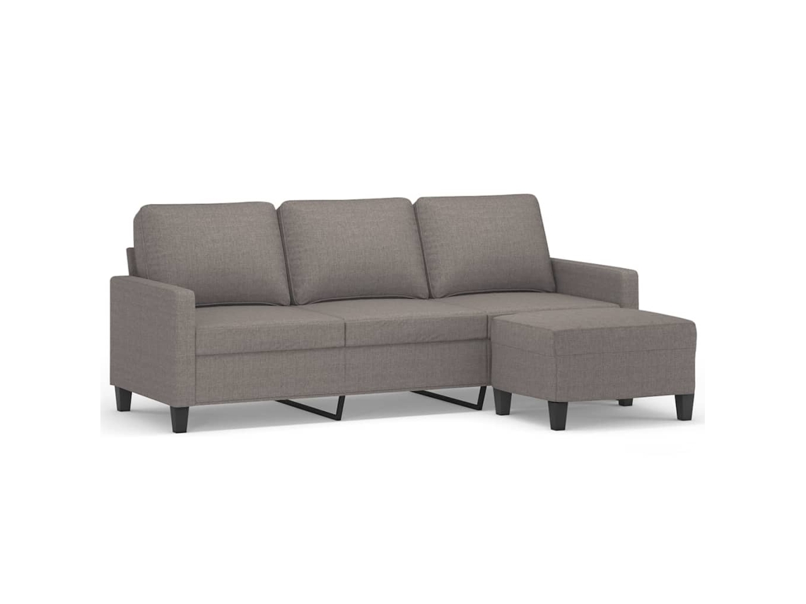 Maison Exclusive - Sofá de 3 plazas con reposapiés, 180 cm, tejido gris-marrón