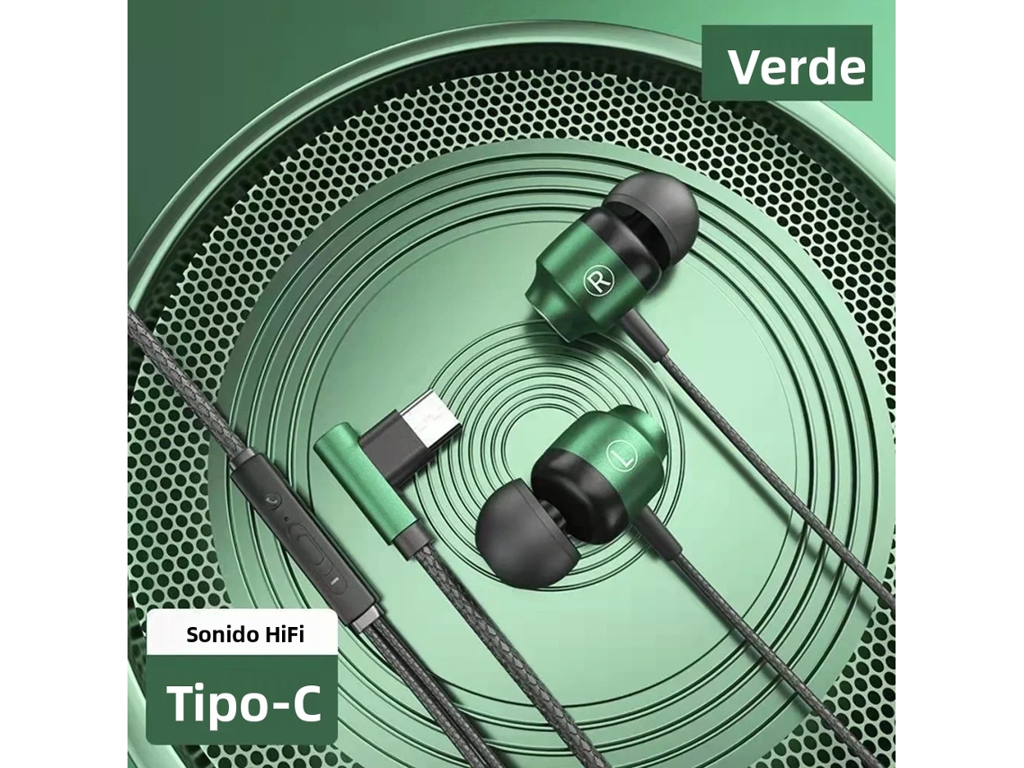 Auriculares Para Juegos (tipo C Verde) Con Graves Estéreo Y Sonido Hiif Magnético
