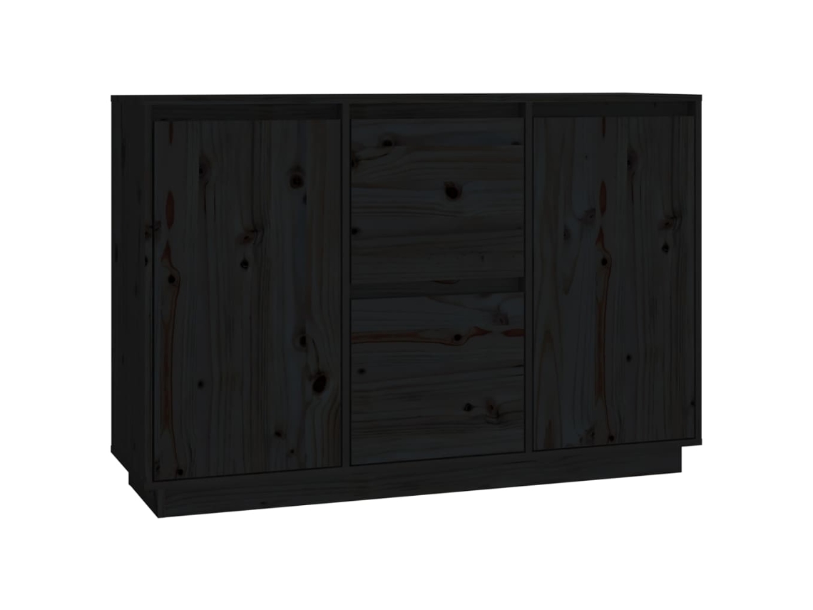 Aparador 111x34x75 cm Madera Maciza de Pino Negro MAISON EXCLUSIVE