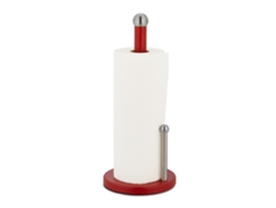 Relaxdays Portarrollos Cocina Vertical, Soporte Rollos Encimera, Sujetarrollos Metal Con Tope, 35 X 15 Cm, Rojo/plateado