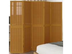 Biombo de 5 paneles de madera maciza de paulownia marrón Wsd352925 Lovely Home