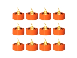 12 velas LED decorativas para Halloween - Calabaza simulada - Naranja