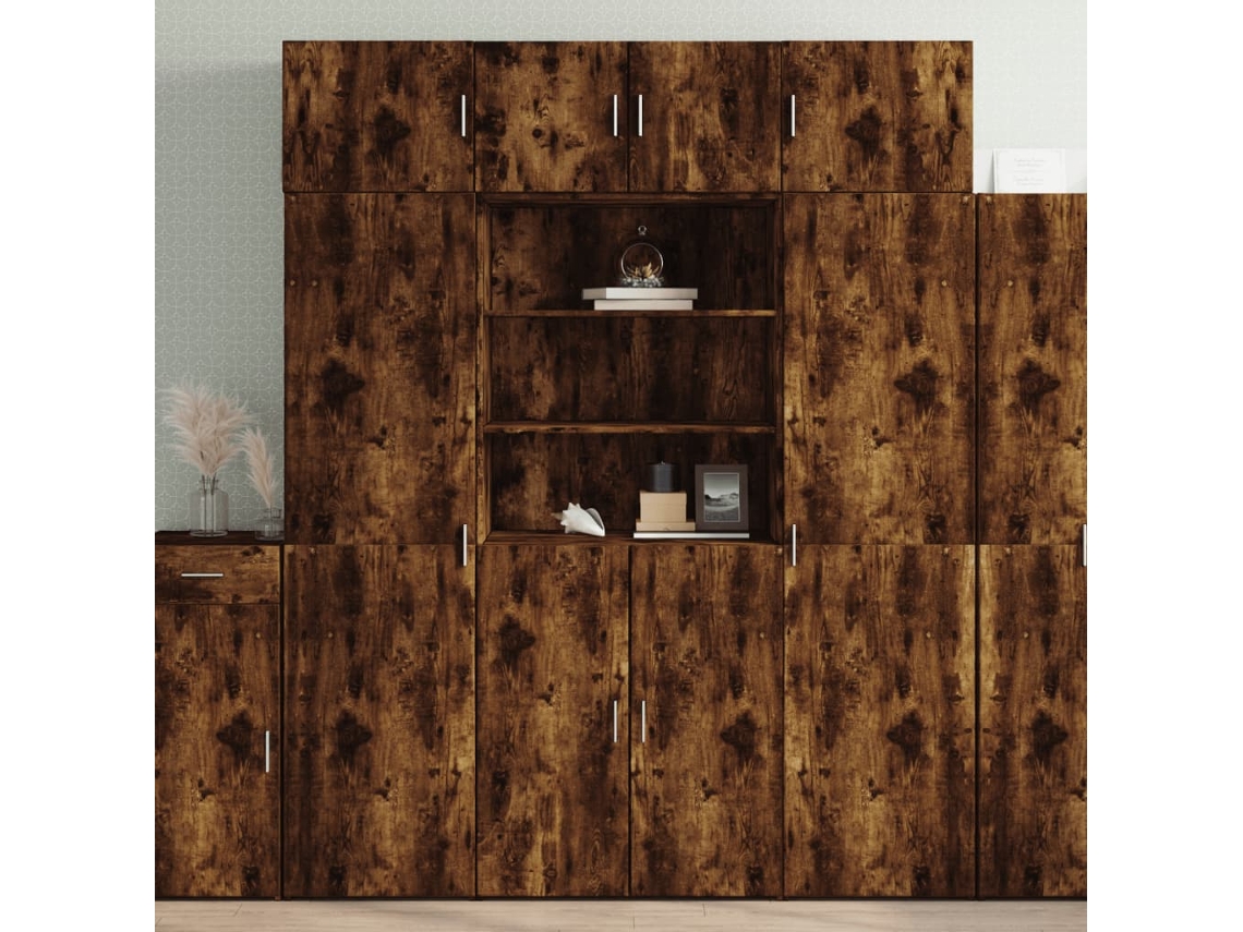 Aparador | Mueble De Comedor | Buffet De Madera De Ingeniería Roble Ahumado 80x42,5x185 Cm Wsd78617