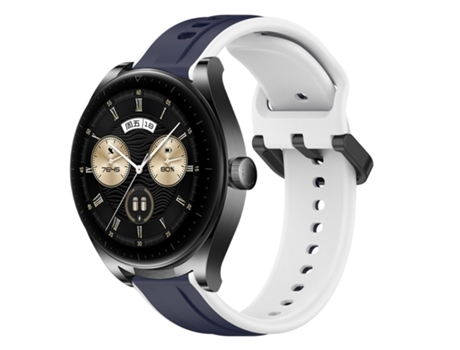Correa de reloj inteligente para Huawei Watch Buds Correa de reloj de silicona bicolor con bucle convexo de 22 mm (azul medianoche + blanco)