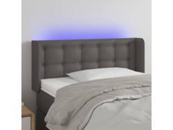 Cabecero Con Led Cuero Sintético Gris 93x16x78/88 Cm